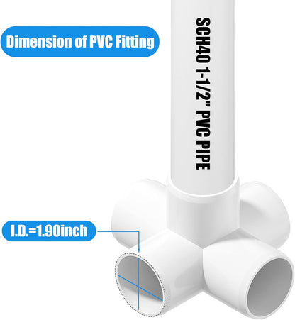 4PCS 1-1/2Inch Elbow PVC Fitting, 5-Way Heavy Duty PVC Pipe Fitting, Furniture Grade PVC Fitting Connector Corner Fitting for Water Supplies Build PVC Furniture DIY Garden Shelf Greenhouse