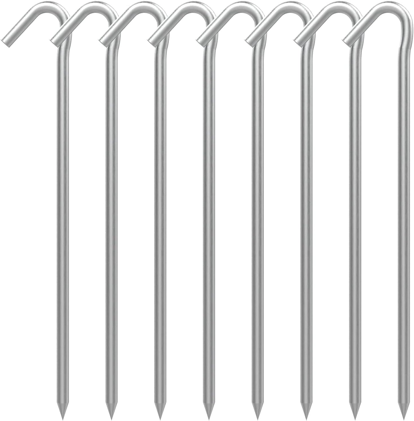 AAGUT Tent Stakes Heavy Duty Metal 9 Inch, 8 Pack Rust-Resistant Galvanized Steel Camping Stake Garden Edging Fence Hooks Yard Tent Pegs for Inflatable, Tarp, Outdoor Christmas Decorations