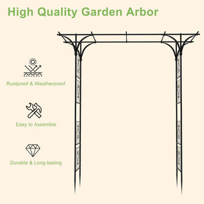 OUSHENG 7FT Garden Arch Arbor, Steel Frame Stand Trellis for Climbing Plants, Outdoor Archway Gate for Wedding Ceremony Decoration Party Vines Lawn Courtyard Patio Backyard