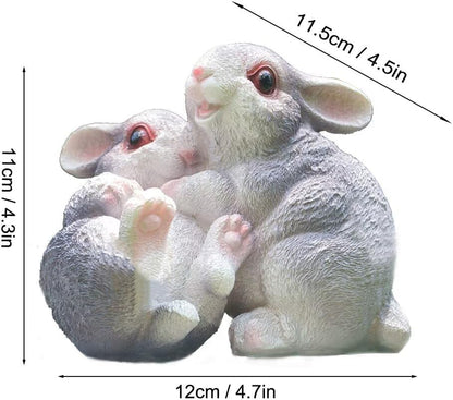 Garden Statues Bunny Decor Resin Hug Rabbit Figurine Cute Fairy Garden Decor Outdoor Statues for Patio Yard Porch Balcony Gifts for Women Mom Grandma Grey