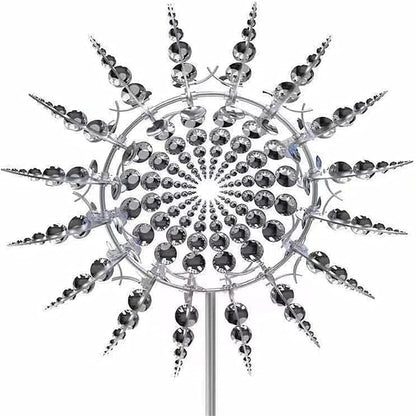 Wind Spinners for Yard and Garden，Windmills,Garden Decor for Outside,Metal Yard Art (1 PCS -Silver)