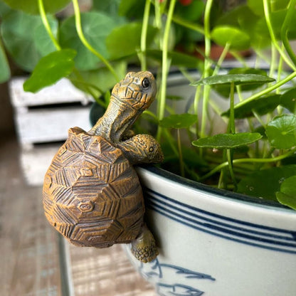 Banax Turtle Flower Pot Hanger, Resin Turtle Figurine, Cute Animal Hanging Resin Turtles Decor, Flower Pot Gift, Can Be Used As Garden Decoration Plant Decoration（Light Brown）