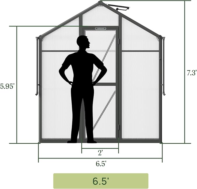 Vego Garden Junior Victorian Greenhouse 6.5 ft – Durable Aluminum Frame with Polycarbonate Panels – All-Season Greenhouse for Backyard or Patio