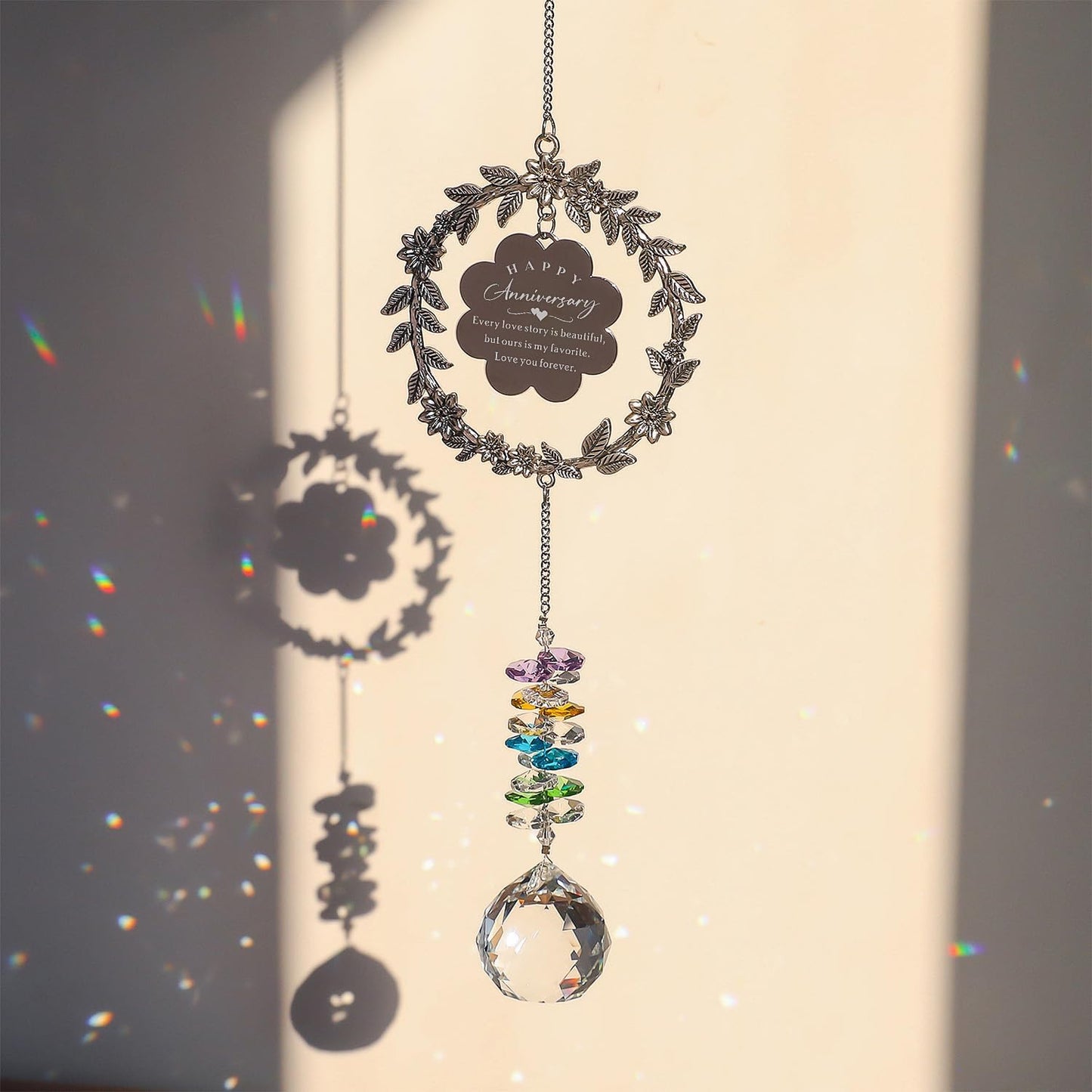 Wedding Anniversary Suncatcher Gifts for Wife, Suncatcher Wedding Present for Couple, Crystal Sun Catcher for Rainbow Maker, Birthday Gift Idea for Wife Anniversary Wifey Husband Girlfriend Her