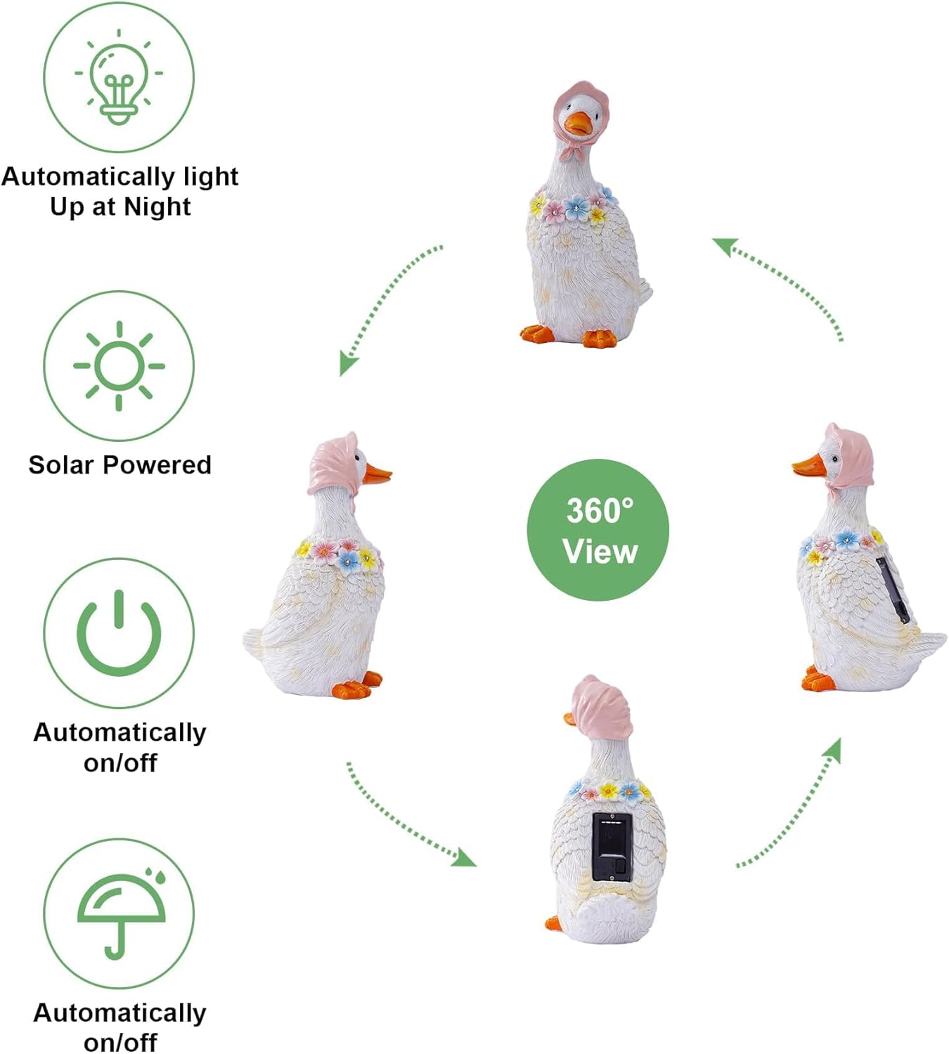 Porch Goose Statues for Garden Decor: Outdoor Sculpture for Lawn Patio Yard Balcony Ornaments - Gifts for Mother Grandma Women(White)