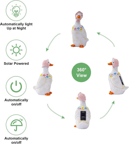 Porch Goose Statues for Garden Decor: Outdoor Sculpture for Lawn Patio Yard Balcony Ornaments - Gifts for Mother Grandma Women(White)