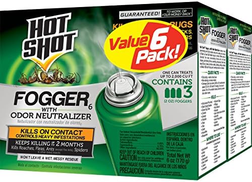 Hot Shot Fogger With Odor Neutralizer 6 Count-2 Ounce Cans (2 Pack), Controls Heavy Insect