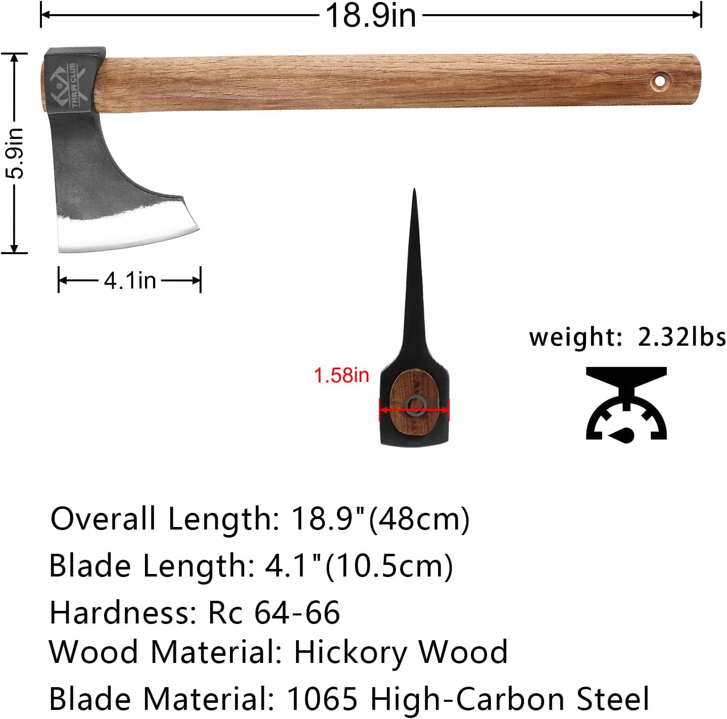 Throwing Axe Set, 3 Pack 18.9" Throwing Axes and Tomahawks with 1065 High Carbon Steel & Hickory Wooden Handle, Perfect for Axe Throwiing Game, Competition and Recreation, Gift for Men