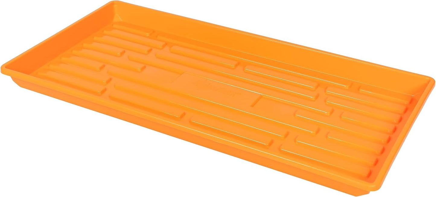 SUNPACK 10" x 20" Heavy Duty Shallow Plastic Seed Starting Tray, Orange, 1" - No Drainage Holes, Perfect for Greenhouses or Indoor Gardening