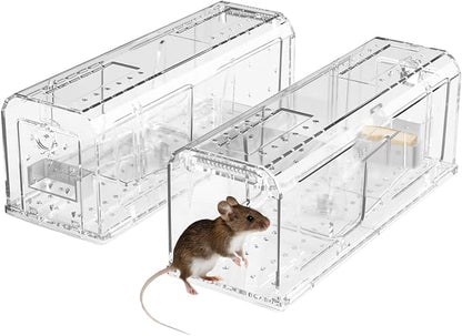 Humane Mouse Trap, No Kill Live Catch and Release Mouse Traps for Small Rat Rodent, Mousetrap Catcher Indoor and Outdoor, Easy to Use & Clean Reusable and Release Mice, 2PCS