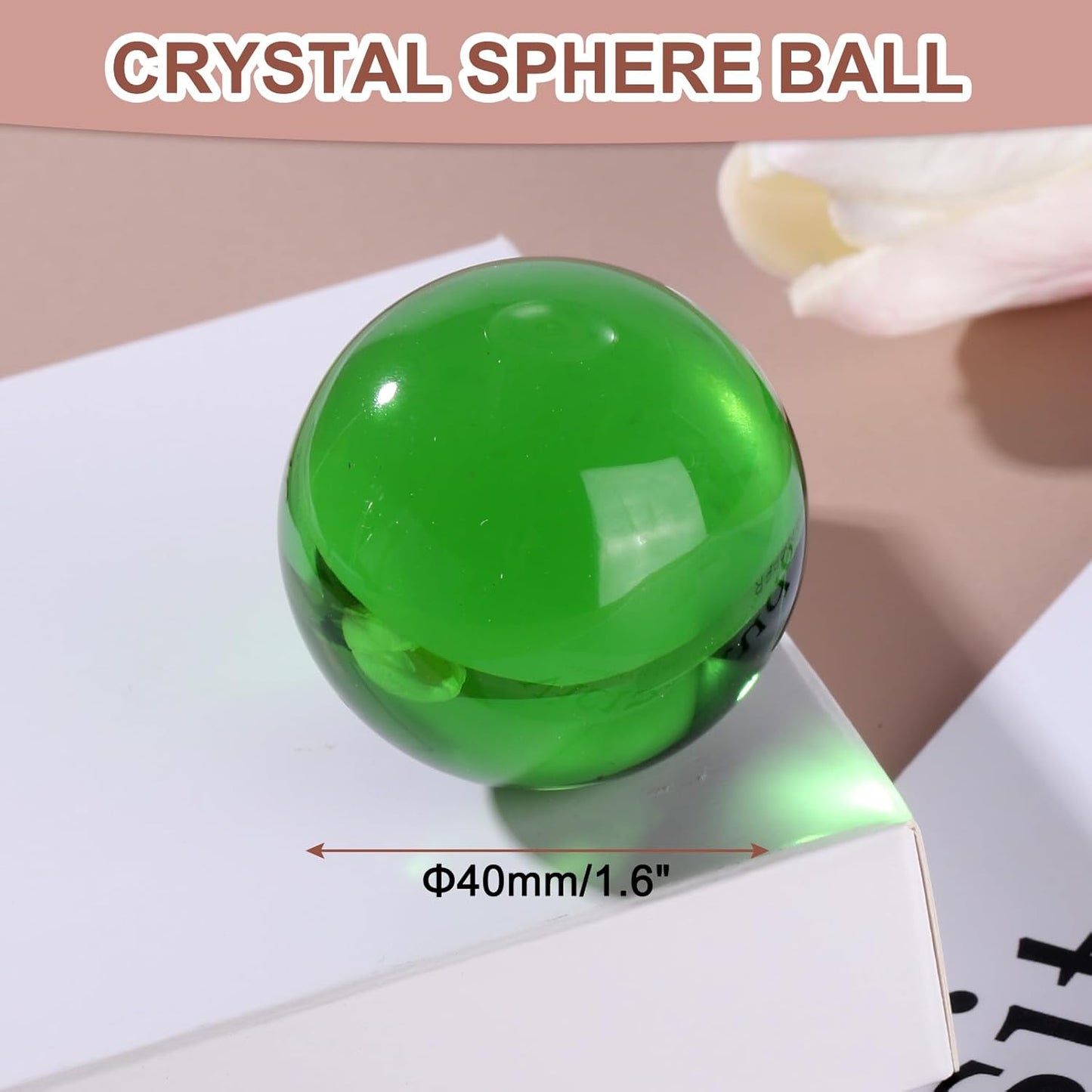 uxcell 40mm/1.6" Crystal Sphere Ball Glass Solid Decorative Sphere Crystal Ball Prop Ornament for Feng Shui Divination Fortune Telling Tabletop Fountain Decoration, Green