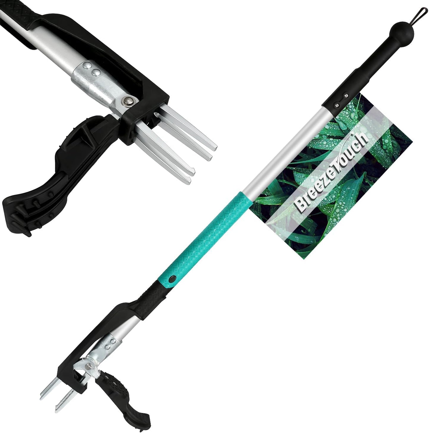 Breeze Touch 39" Weed Pulling Tool, 4-Claw Detachable Weed Puller Tool with Long Handle Adjustable, Heavy Duty Stand Up Weeder Weeding Tool for Lawn, Yard, Garden, Dandelion Picker, Weed Remover