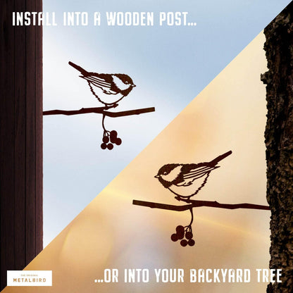 METALBIRD - Chickadee - Outdoor Tree Ornaments in Corten Steel - Metal Art Proudly Made in America