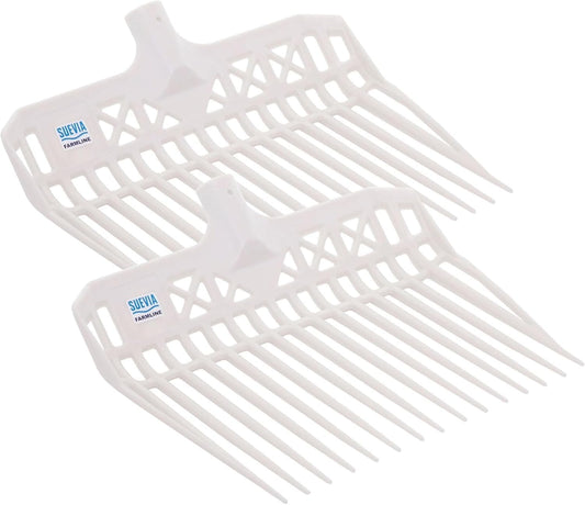Pro Manure Fork Head Without Handle - Ultra Strong and Stable - Teeth Length: 7 3/4'' - Premium Pitchfork Replacement Head - White (2 Units)