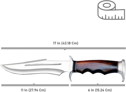 17 Inch D2 Large Bowie Knife with Sheath, Fixed Blade Hunting Knife, used for Bushcraft, Outdoor, and as a Camping Knife - Survival knife