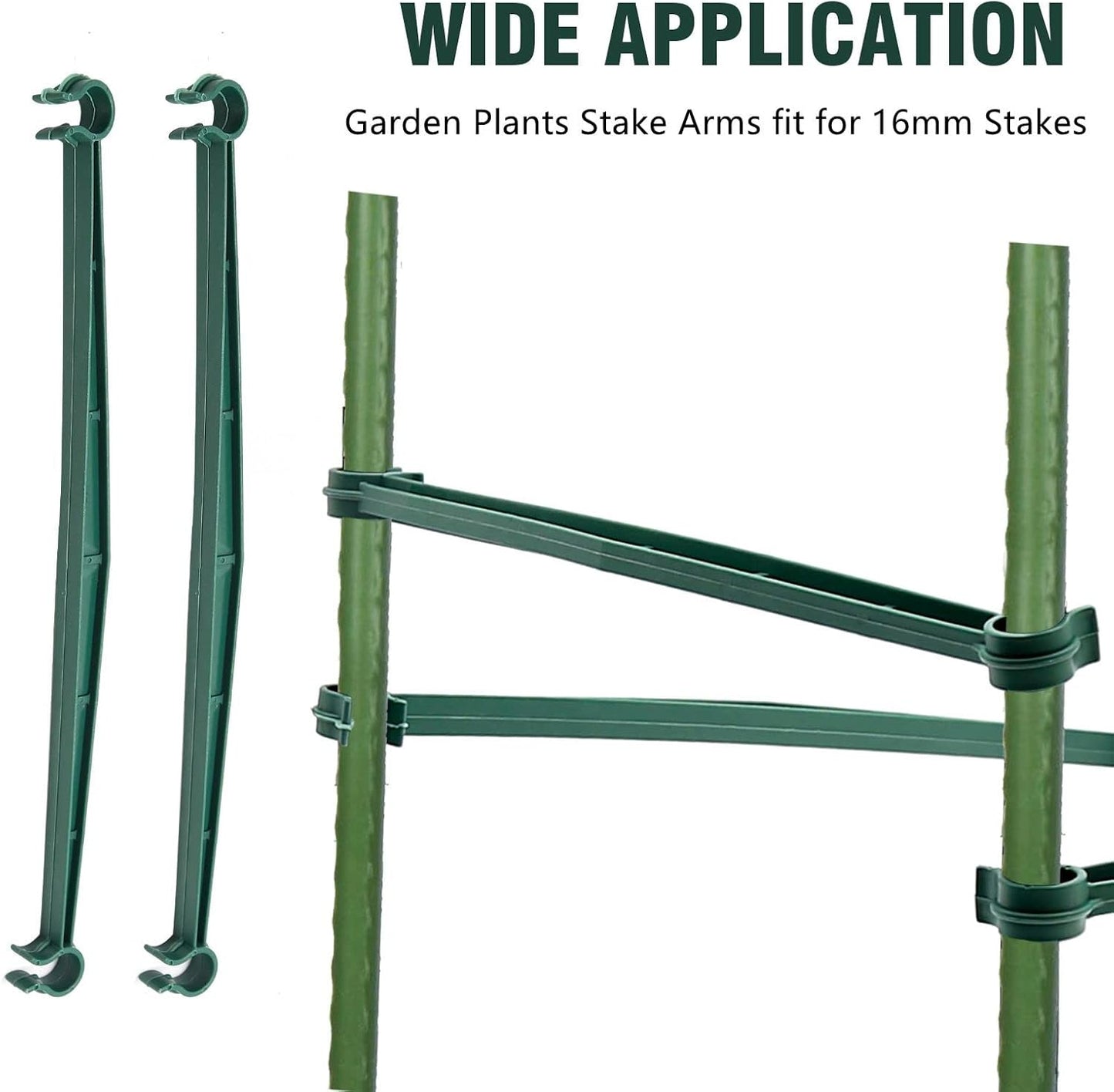 100 PCS Tomato Cage Connectors, Stake Arms for Tomato Cage, Expandable Trellis Connectors Plant Support Garden Stakes 12.6” Garden Plants Stake Arms Fit for 16mm Stakes, for Climbing Plants, Flowers