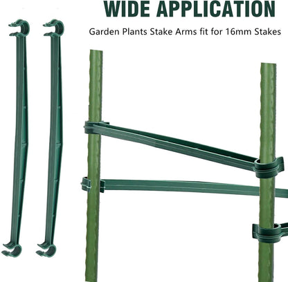 100 PCS Tomato Cage Connectors, Stake Arms for Tomato Cage, Expandable Trellis Connectors Plant Support Garden Stakes 12.6” Garden Plants Stake Arms Fit for 16mm Stakes, for Climbing Plants, Flowers