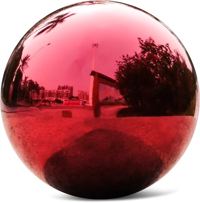 Stainless Steel Red Gazing Mirror Ball,12inch