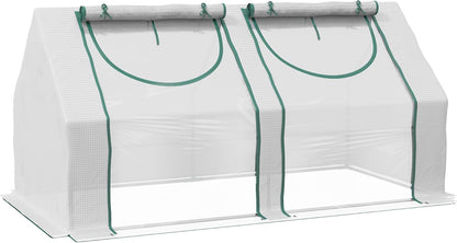 Outsunny 6' x 3' x 3' Portable Greenhouse, Garden Green House with 2 PE/Plastic Covers, Steel Frame and 2 Roll Up Windows, Clear