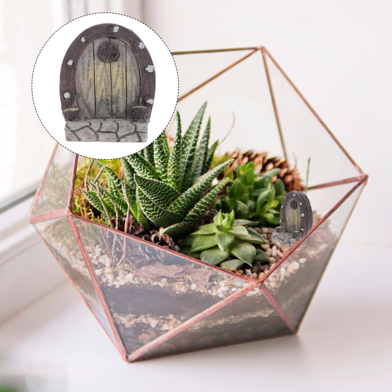 Mipcase Mini Garden Furniture Resin Simulation Wood Door for Micro Landscapes 5pcs Miniature Door Decorations for Fairy Garden Accessories and Pot Plants
