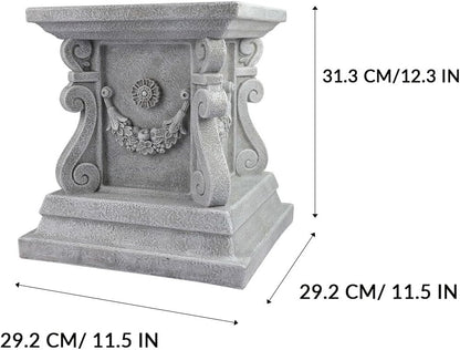 Outdoor Garden Classic Plinth Base Statue Riser，Garden Pedestal Stand For Sculptures, Plant，Flower Pots Decor， Large 12 Inch Tall.