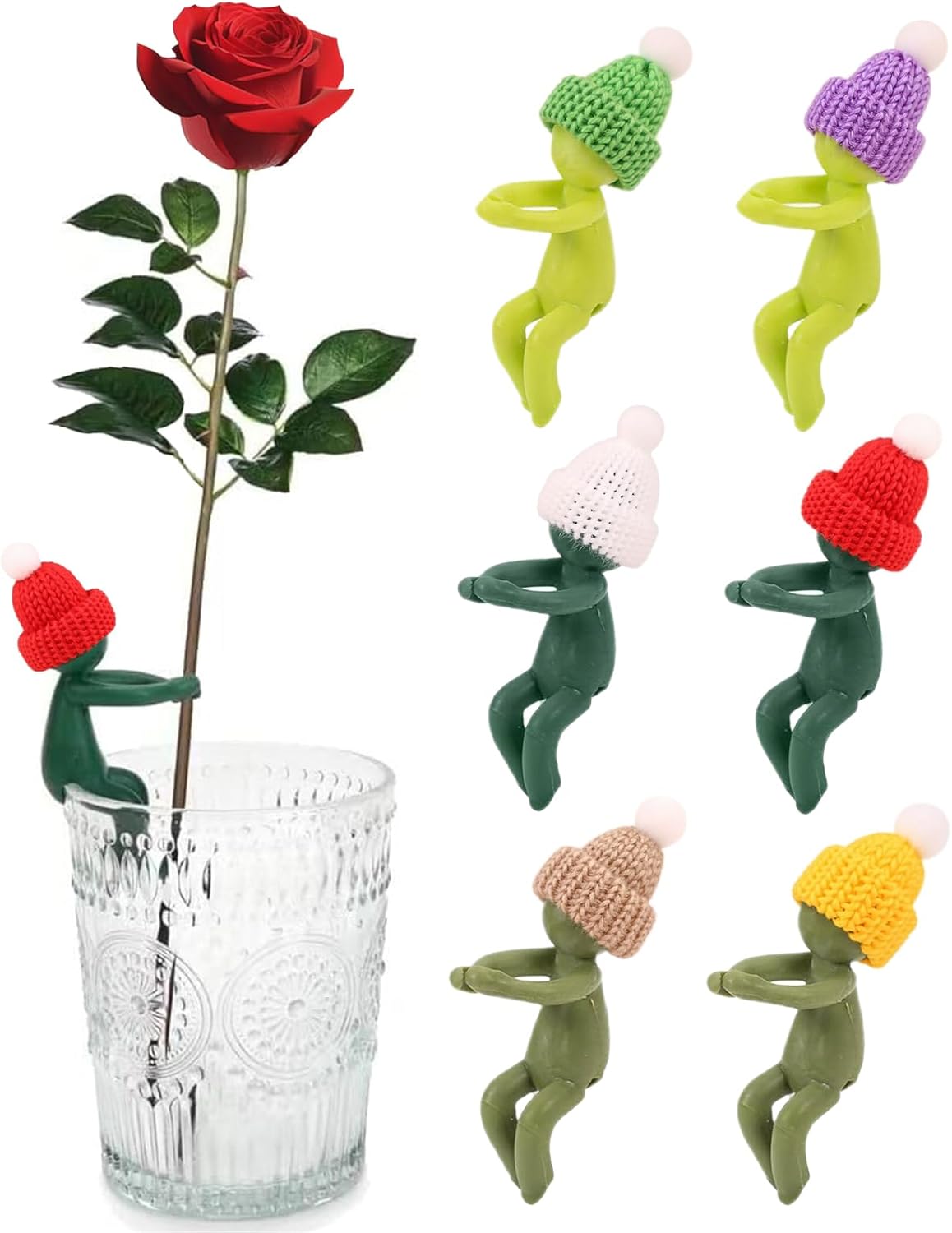 6PCS Plant Propagation Buddy, Plant Cutting Holders for Sprouts and Stems, Plant Supports Come with Colorful & Christmas Hats, Ideal for Decorating Indoor Garden and Propagation Station (Colorful)