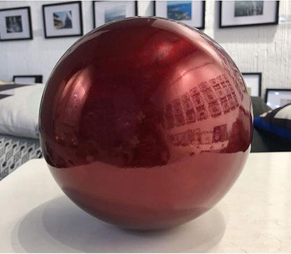35cm/14inch Diameter Gazing Globe Mirror Ball,Red Stainless Steel Polished Reflective Smooth Garden Sphere,Colorful and Shiny Addition to Any Garden or Home