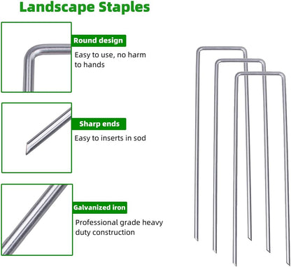 6 Inch 150 Pcs Hot-dip Galvanized U-Shaped Garden Stakes, Landscape Staples, Ground Stakes, for Decoration Weed Barrier Fabric, Irrigation Tubing, Holding Fence, Tarpaulin (150, 6 INCH)