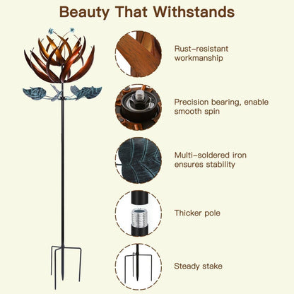 Wind Spinners for Yard and Garden, Wind Spinners Outdoor Large Metal, 84 inch Kinetic Wind Spinner & Wind Sculptures, Windmill Decor(Lotus)