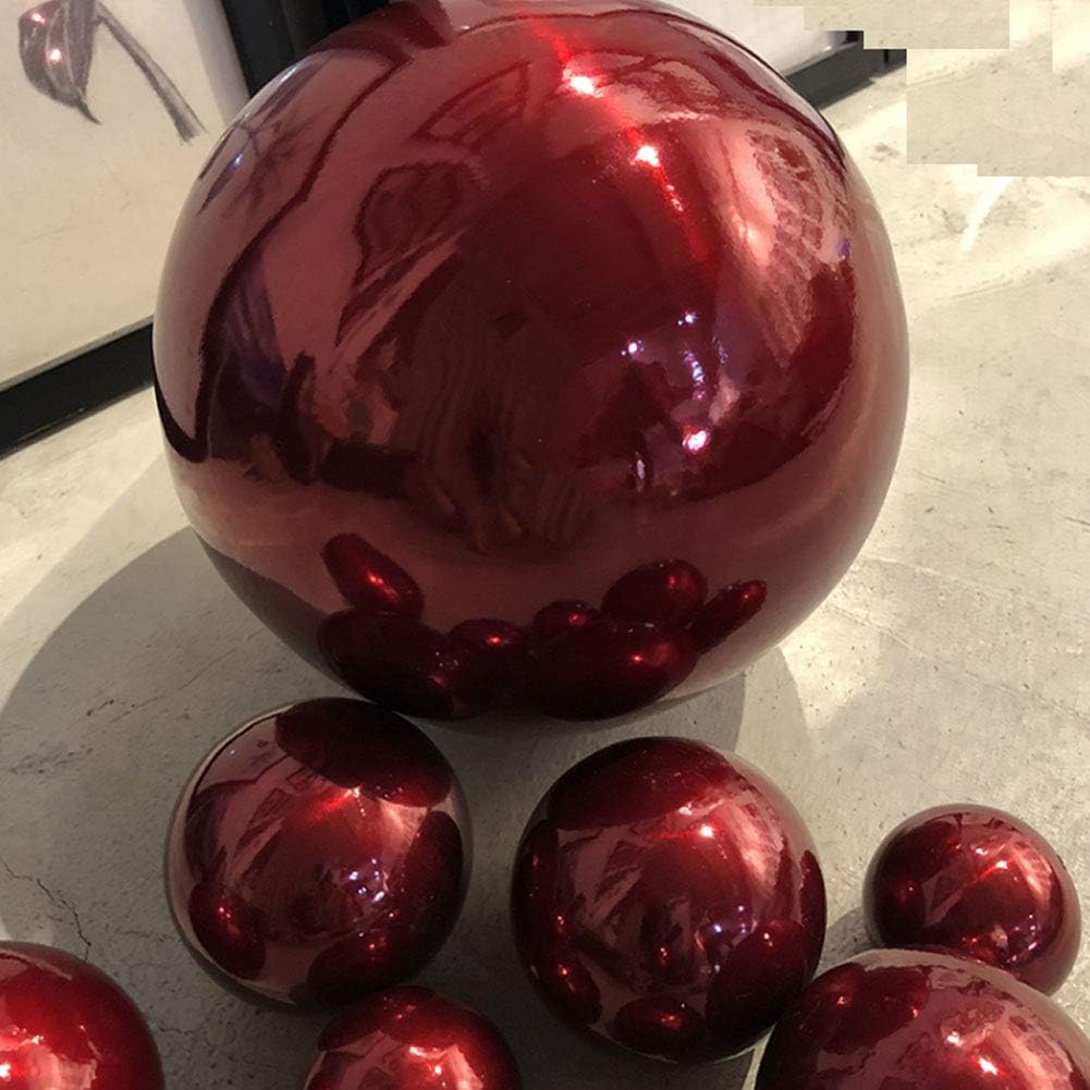 20cm/8inch Diameter Gazing Globe Mirror Ball,Red Stainless Steel Polished Reflective Smooth Garden Sphere,Colorful and Shiny Addition to Any Garden or Home