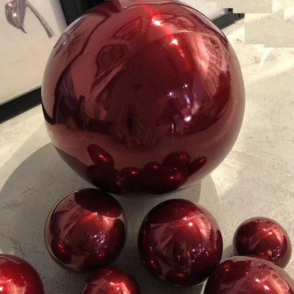 20cm/8inch Diameter Gazing Globe Mirror Ball,Red Stainless Steel Polished Reflective Smooth Garden Sphere,Colorful and Shiny Addition to Any Garden or Home