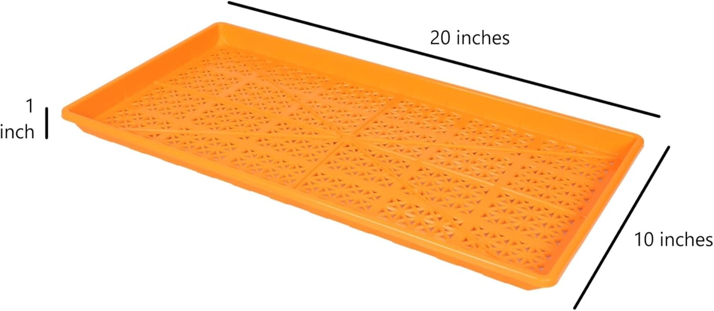 SUNPACK 10" x 20" Heavy Duty Mesh Plastic Seed Starting Tray, Orange, 1" - Ensures Water Drainage and Aeration, Perfect for Greenhouses or Indoor Gardening