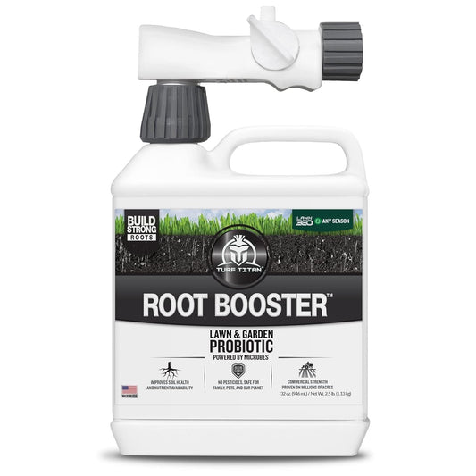 Turf Titan Root Booster Hose End (32 oz) – Natural Liquid Probiotic for Lawn Care – Green Booster for Lawn Maintenance – Supports Growth & Resilience – Covers up to 8,000 Sq Ft