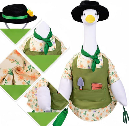 Gardener Goose Outfit for 23” Porch Goose Statue – Cute Lawn Goose Clothes for Outdoor Garden, Patio, Yard, Seasonal Decoration (Gardening Theme)