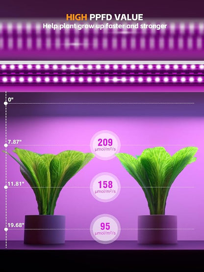 LED Grow Lights for Indoor Plants 48W, 4FT Full Spectrum Sunlight Plant Light, Hanging Suspended Fixture, Linkable, Super Bright, Greenhouse, Easy Installation 4-Pack