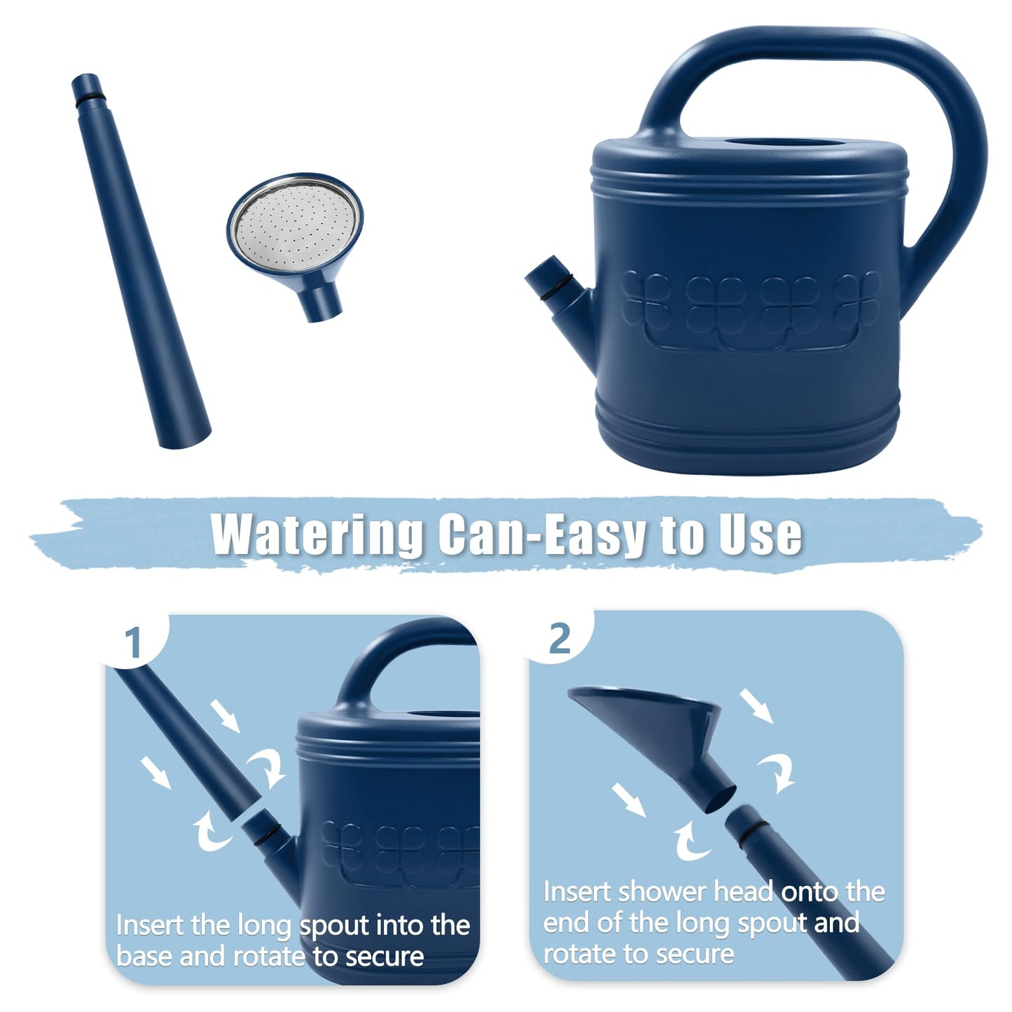 2 Gallon Garden Watering Can, Plastic Outdoor Watering Can for Plants