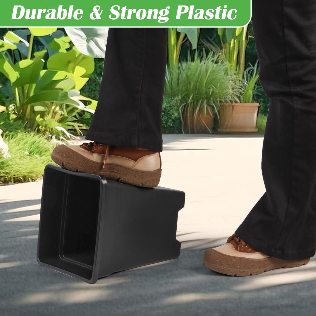 BTPLASTIK Plant Pots 10 Inch Set of 5, Large Square Plastic Planter with Drainage & Saucer, 5 Gallon Thick Outdoor Garden Pots Container for Outdoor Indoor, Flower Pots Planters