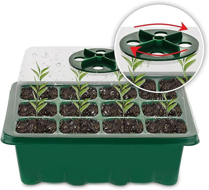 3 Pack Seed Starter Tray with Humidity Dome and Base (36 Cells Total), Plant Germination Kit for Seeds Growing Starting, Mini Seedling Propagator Small Greenhouse, Reusable Garden Supplies