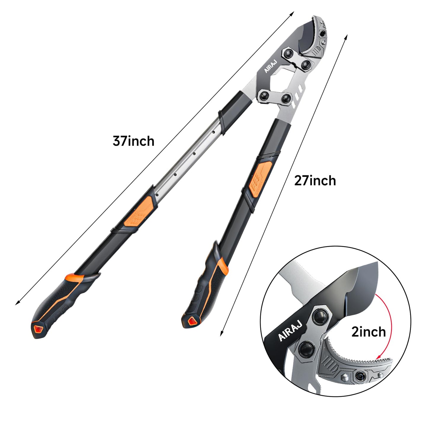 AIRAJ 27-37'' Extendable Anvil Loppers,Tree Trimmer Heavy Duty with Compound Action,Branch Cutter