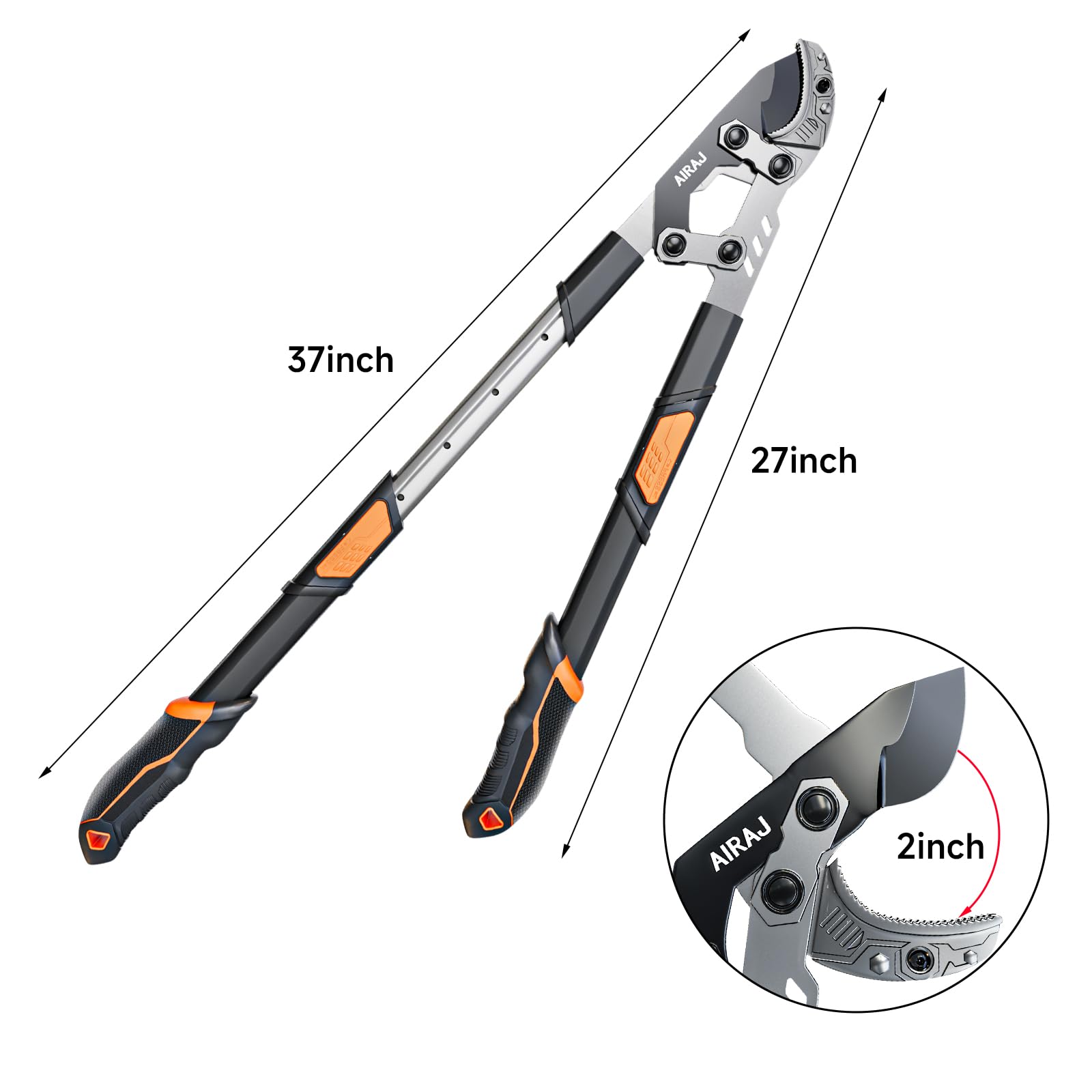 AIRAJ 27-37'' Extendable Anvil Loppers,Tree Trimmer Heavy Duty with Compound Action,Branch Cutter