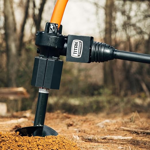 Titan Attachments Auger Bit for 3 Point Post Hole Digger, 24" Drilling Depth with Fishtail Point