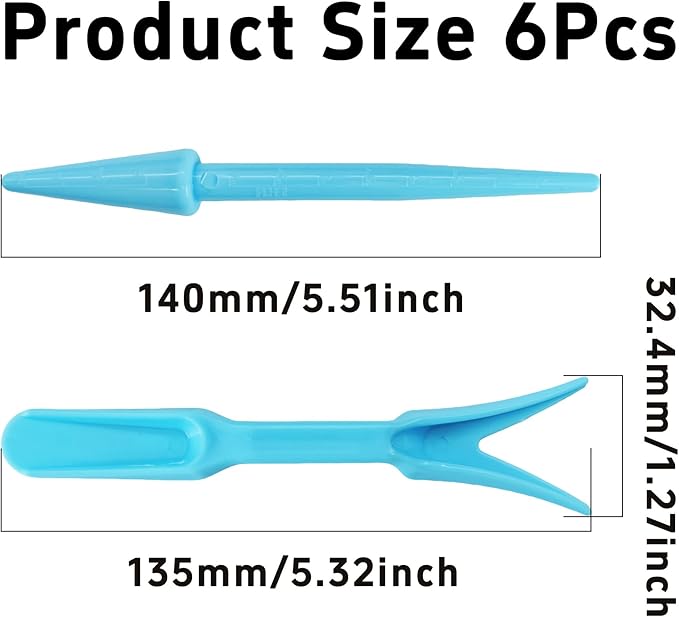 6PCS Mini Garden Hand Succulent Transplanting Tools Set, Plastic Seedling Dibber and Digging Tools for Indoor Gardening, Home Plant Care, Repotting, Lawn Maintenance(Blue)