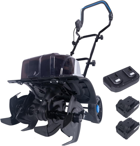 40V Cordless Tiller Cultivator,16 Huge SteelTines Garden Tiller,8.6 inch Wide BatteryPowered Garden Cultivator,(2 4AH Battery andCharger Included)
