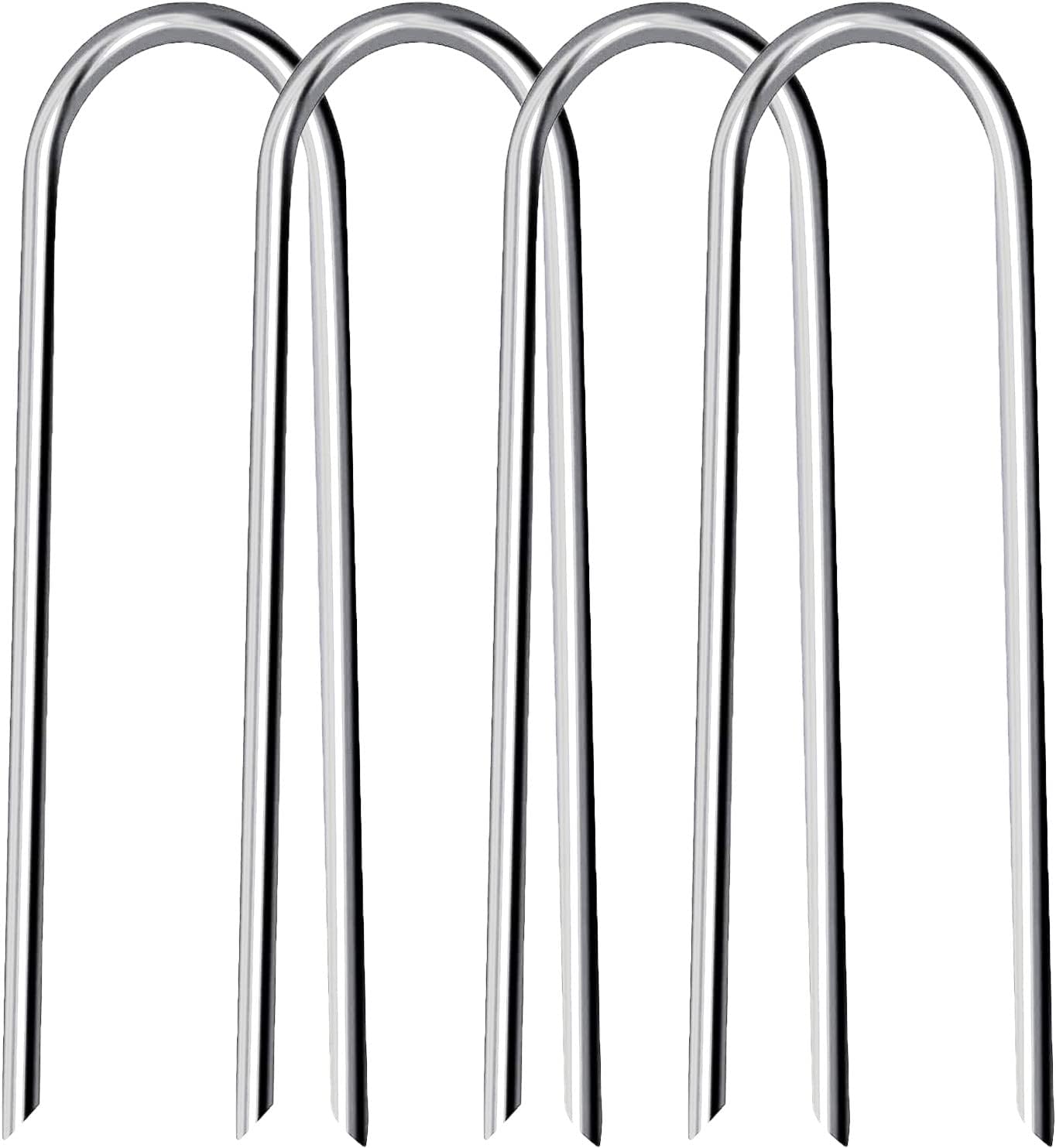 Heavy Duty Trampoline Stakes Anchors High Wind Stakes U- Shaped Sharp Ends Ground Anchor Galvanized Steel 11.8inch for Soccer, Tents and Garden Decorations