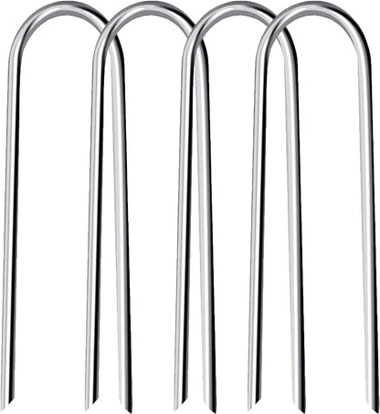 Heavy Duty Trampoline Stakes Anchors High Wind Stakes U- Shaped Sharp Ends Ground Anchor Galvanized Steel 11.8inch for Soccer, Tents and Garden Decorations