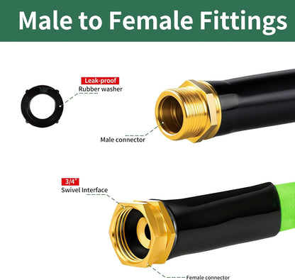 Garden Hose 75 ft,Non-Expanding,10 Functional Nozzles,Garden Hose Anti-Kink,Heavy Duty Flexible Water Hose 75 ft,Suitable for Outdoor,Yard, Lawn, Car Washing and Other Scenes.(green, 75ft)