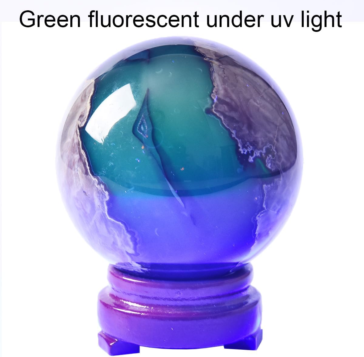 JIC Gem Volcanic Agate Crystal Sphere Large Quartz Crystal Ball with Stand Healing Ornament Witchcraft Meditation Decor 2.3-2.7 inch(60-70mm)