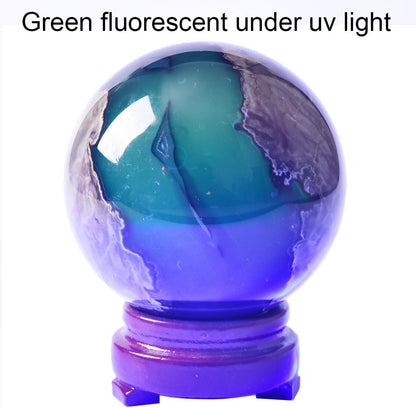 JIC Gem Volcanic Agate Crystal Sphere Large Quartz Crystal Ball with Stand Healing Ornament Witchcraft Meditation Decor 2.3-2.7 inch(60-70mm)