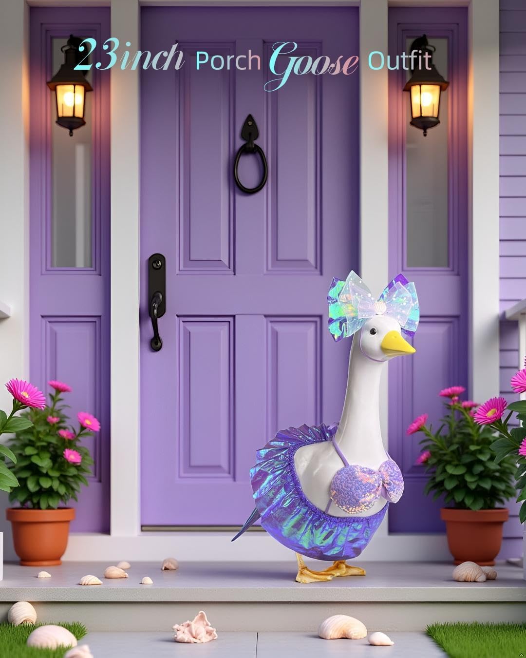 Mermaid Goose Outfit, 23-inch Halloween Porch Goose Outfit. Cute Goose Clothes for Cement Goose Statue Decor
