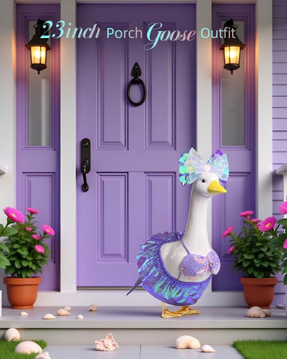 Mermaid Goose Outfit, 23-inch Halloween Porch Goose Outfit. Cute Goose Clothes for Cement Goose Statue Decor
